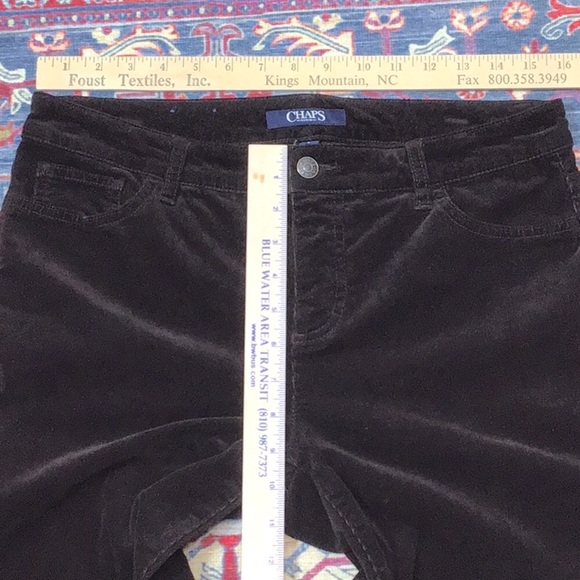 CHAPS Corduroy Dark Brown Slimming Stretch 5 Pocket Zip Front - Picture 6 of 11